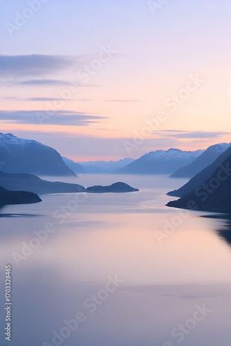 ** Serene Fjord Sunset