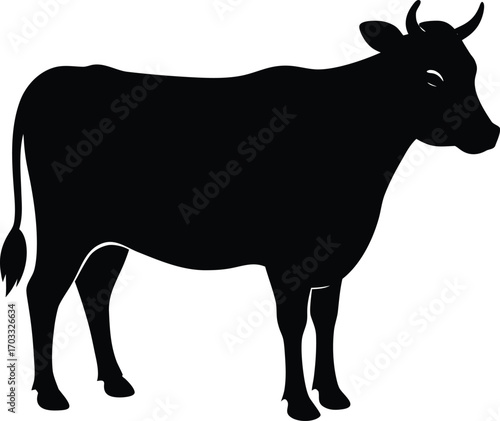 cow graphic icon  cow black silhouette isolated on.eps