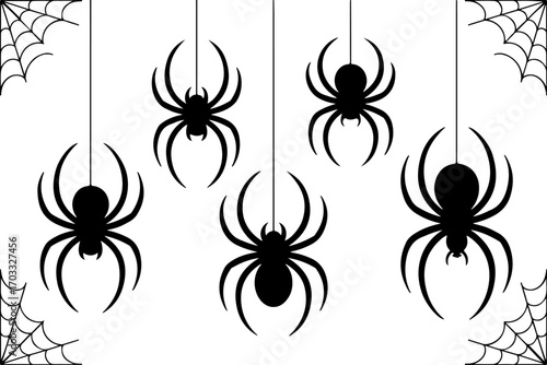 Black Spider Silhouettes Vector Set – Halloween and Nature Icons"