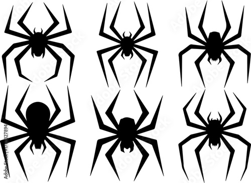 Black Spider Silhouettes Vector Set – Halloween and Nature Icons"