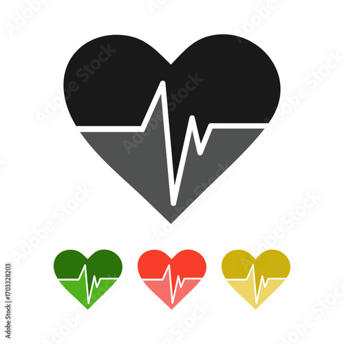 Heart Beat Icon Set – Medical, Health, and Fitness Pulse Symbols for Design
