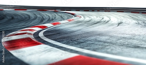 Realistic Race Track Curve with Rumble Strips – Transparent Background
