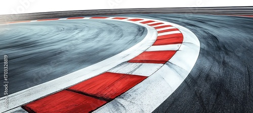 Realistic Race Track Curve with Rumble Strips – Transparent Background
