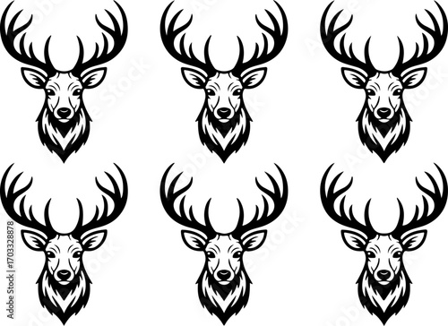 Deer Head Silhouette Vector Set"