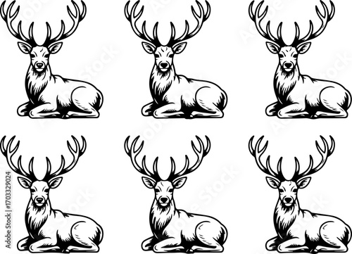 Deer Head Silhouette Vector Set"