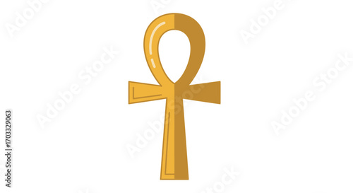 Golden Ankh symbol, ancient Egyptian hieroglyph, life, eternity.
