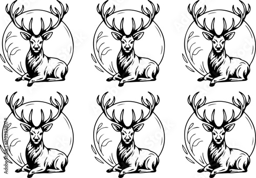 Deer Head Silhouette Vector Set"