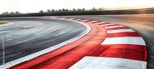 Realistic Race Track Curve with Rumble Strips – Transparent Background
