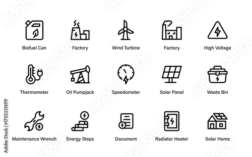Sustainable Eco Power Modern Line Icon Set – Professional, Minimal, and Unique Icons for Renewable Energy