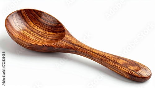 Wallpaper Mural Detailed Brown Wooden Spoon Isolated on White Background in Studio Lighting for Kitchenware and Food Torontodigital.ca
