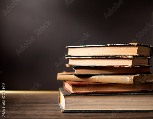 Old books arranged highlighting their historical significance. Neatly arranged representing a collection of wisdom