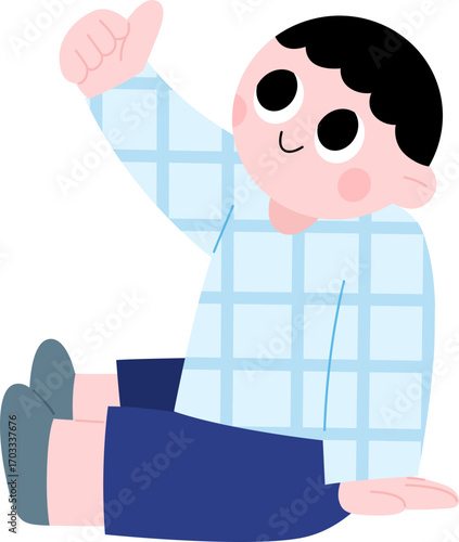 앉아서 최고 포즈 어린이 남자아이