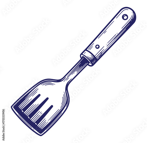 Vintage engraved illustration of a kitchen spatula perfect for culinary and cooking designs