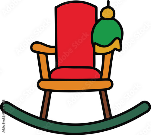 living room with christmas rocking chair on white .eps