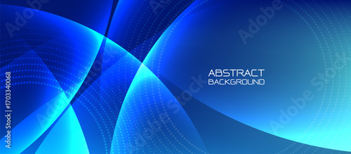 Blue abstract background with circle lines and gradients in light tones, with futuristic high technology concept