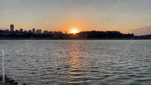 sunset over the river