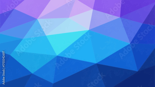 Low poly geometric background with blue and purple triangular facets design