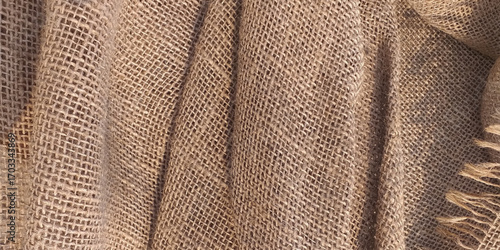 Coarse Jute Sackcloth Textile Texture. Rough Woven Jute Fabric Close-up