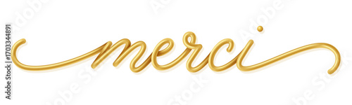 Gold vector MERCI (THANK YOU in French) lettering banner