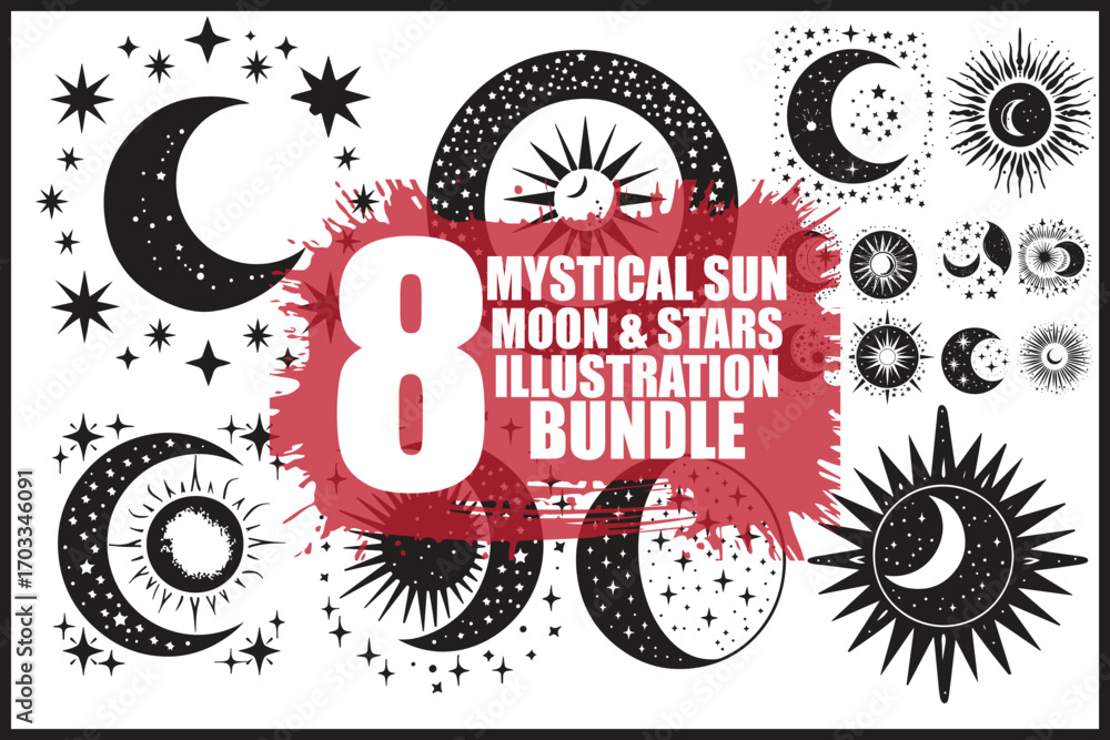 Fototapeta premium Cosmic Mandala Sun Moon Star Vector