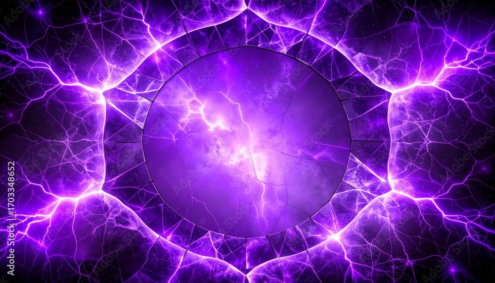 Fototapeta premium Electric Purple Lightning with Energy Arcs and Dramatic Dark Background