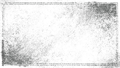 Textured rectangle with dashed border and distressed surface distressed black border frames white background with scattered black speckles and grunge textures background grunge