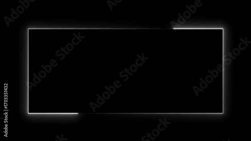 Animated glowing rectangle frame loop animation isolated on black screen motion background.  Neon rectangle shape stock line moving animation transparent screen.  square rectangle border 4k animation.