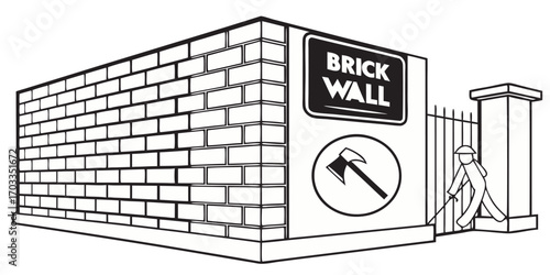 Brick wall lines brush stroke style
