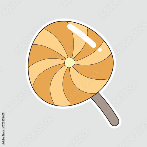 Swirled Halloween Lollipop Sticker. A simple, cartoon vector illustration of a swirled lollipop, perfect for adding a sweet and fun treat to your Halloween designs