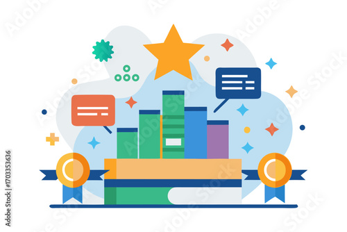 Flat vector illustration of a hand holding a review card with three stars, symbolizing customer feedback, service quality, product rating, client satisfaction, and business credibility. Perfect for we