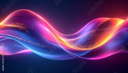 Wallpaper Mural Glowing energy waves in vibrant colors on dark background. Torontodigital.ca