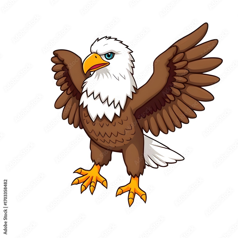 Obraz premium Cartoon eagle isometric isolated with white background