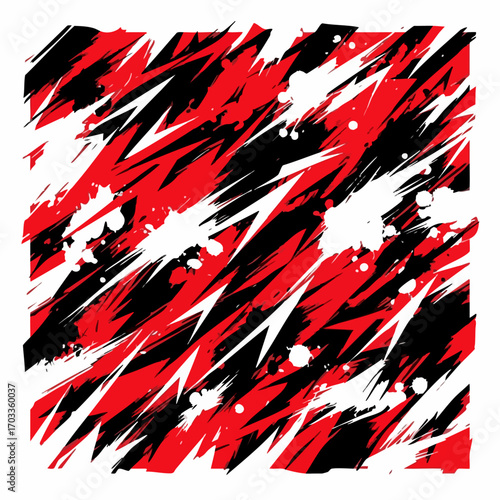Dynamic Red Black and White Abstract Splatter Pattern.