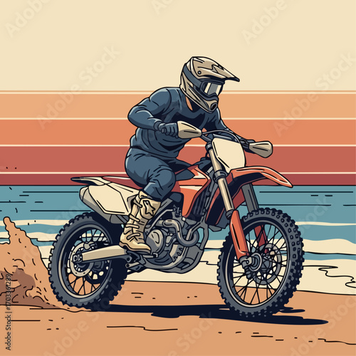 Motocross Rider on Dirt Bike in Action.