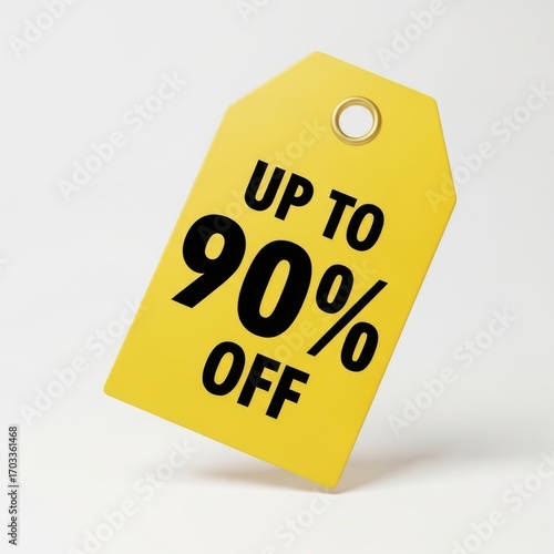 Massive 90 percent off sale yellow tag discount offer shopping promotion retail event advertising