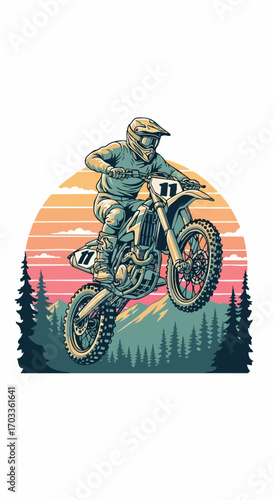 Motocross Rider in mid-air performing a jump.