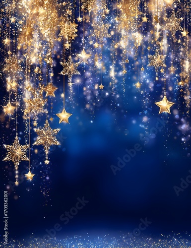 Sparkling Christmas Stars on Blue
