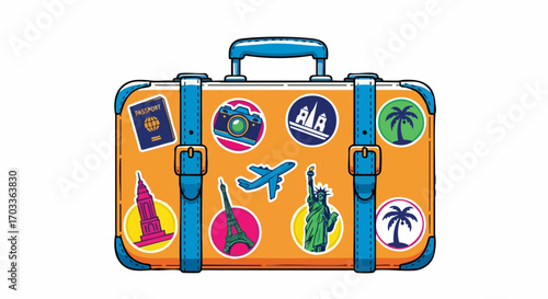Travel Suitcase with Stickers.
