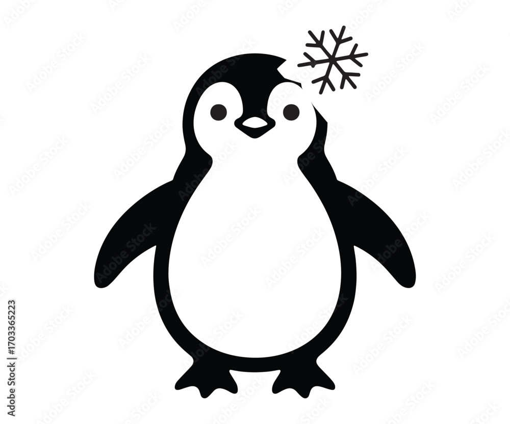 Obraz premium Cute penguin with snowflake