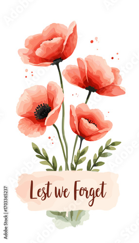 Remembrance Day banner, Remembrance Day poster, Lest We Forget banner, poppy flower design, Armistice Day poster, Veterans Day banner, memorial day remembrance, red poppy poster, military tribute bann