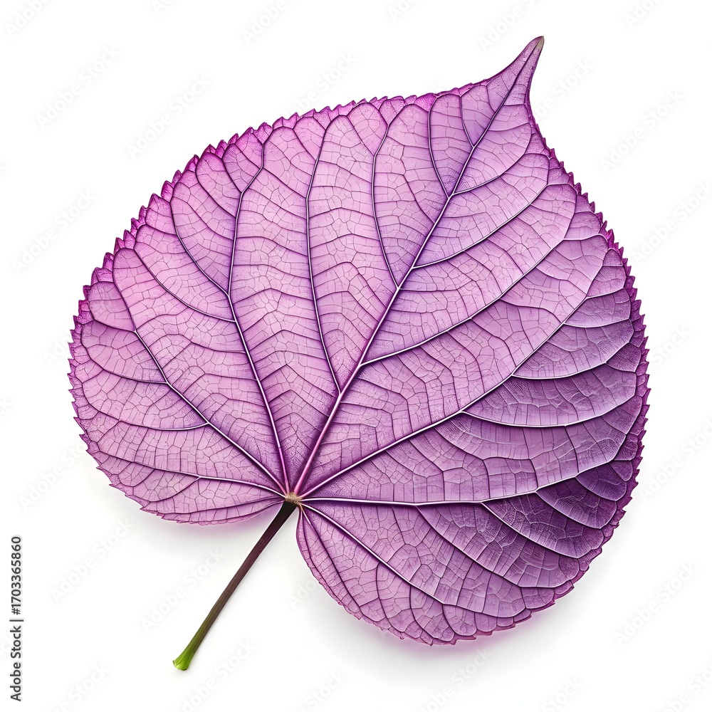 Obraz premium Purpleheart Tree Leaf Vibrant Green Foliage with Smooth Broad Leaflets and Striking Tropical Elegance on White Background