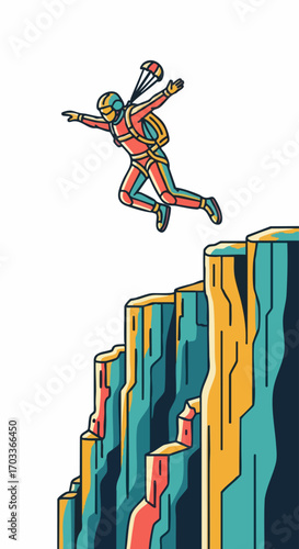 Skydiving Adventure - A Thrilling Leap of Faith from the Cliff.