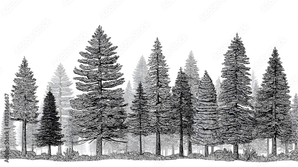 Obraz premium winter forest vector illustration