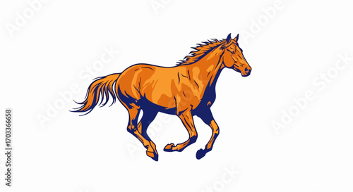Majestic Chestnut Horse Galloping with Power and Grace in a Dynamic Pose.