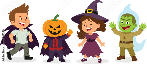 halloween kid cosplay vector illustration 