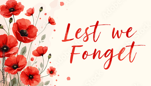 Remembrance Day banner, Remembrance Day poster, Lest We Forget banner, poppy flower design, Armistice Day poster, Veterans Day banner, memorial day remembrance, red poppy poster, military tribute bann