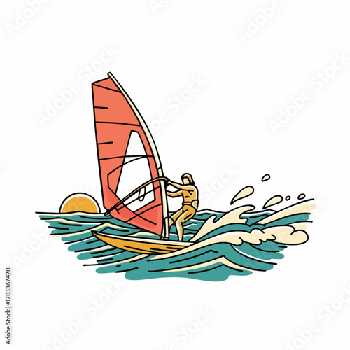 windsurfer enjoying a sunny day on the water.