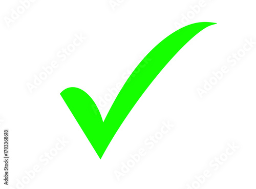 Green tick symbol isolated on transparent background