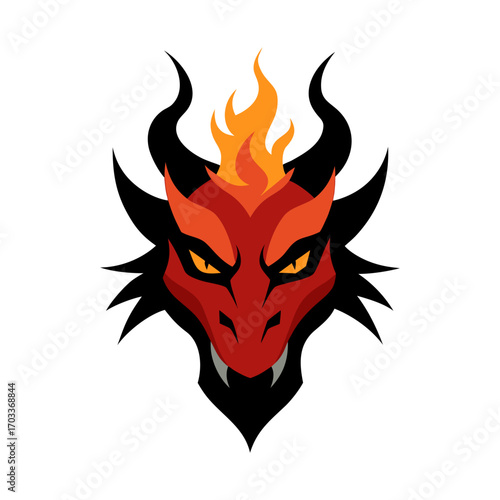 Majestic Dragon Head Minimal Design Vector Illustration