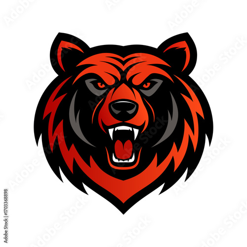Strong Bold Bear Head Stylized Vector Mascot